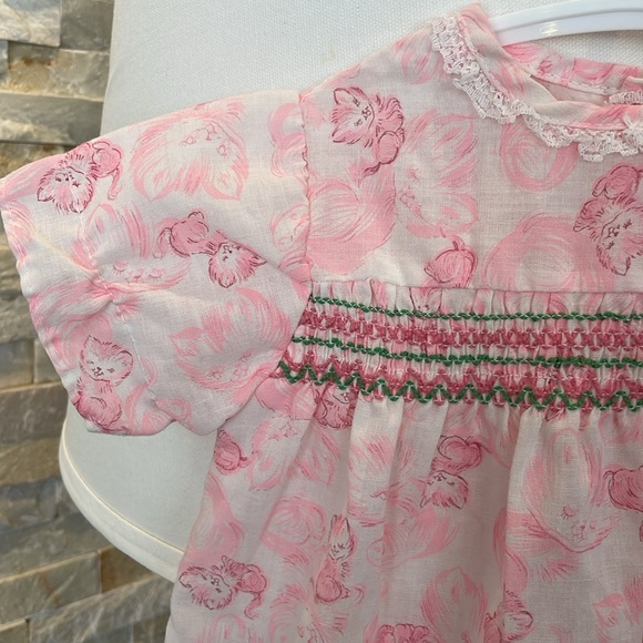 Vintage pink kitten baby dress - Picture 3 of 6